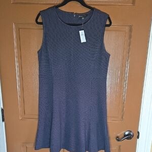 Banana Republic-Blk/white small polka dot stretchy dress sleeveless Sz L NWT.